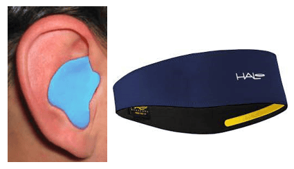 ear plugs and neoprene headband