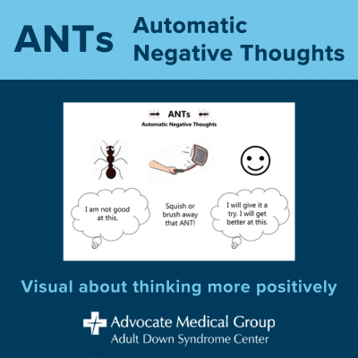 Automatic negative thoughts (ANTs) - visual about thinking more positively
