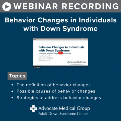 Webinar recording - behavior changes in individuals with Down syndrome