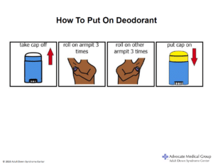 Visual about how to put on stick deodorant showing someone with darker skin