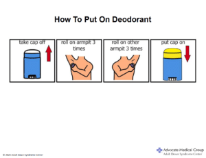 Visual about how to put on stick deodorant showing someone with lighter skin