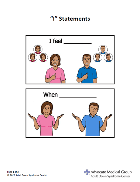 Short version of "I" statements handout, opens in new window