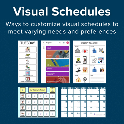 Visual schedules. Ways to customize visual schedules to meet varying needs and preferences