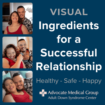 Visual: Ingredients for a Successful Relationship. Healthy, Safe, Happy.
