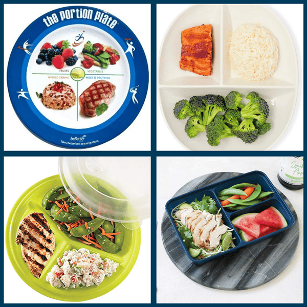 Portion plate, divided plate, and divided container used for portion control