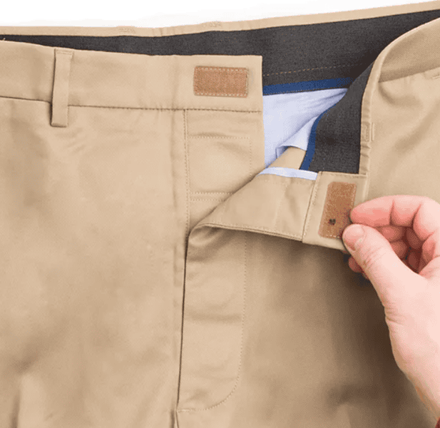 khakis with magnetic and velcro closure
