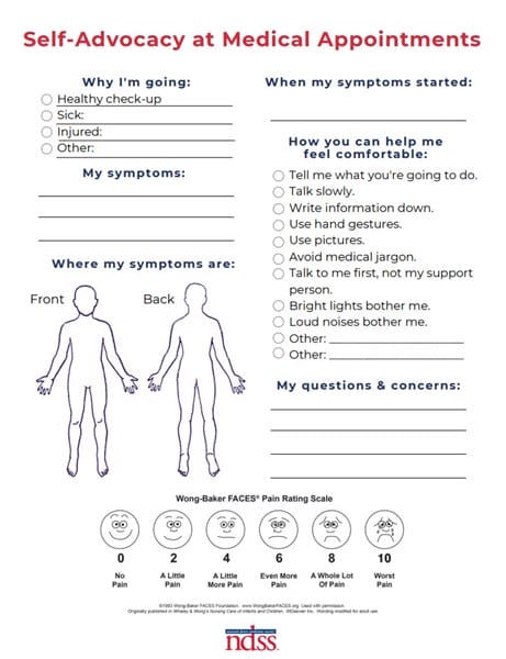 NDSS self-advocacy at medical appointments