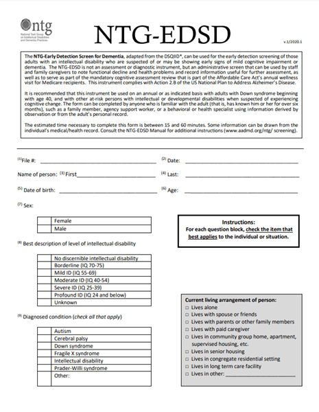 NTG-EDSD questionnaire