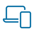 icon of a laptop and mobile phone in blue