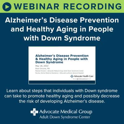 Webinar recording - Alzheimer's disease prevention and healthy aging in people with Down syndrome