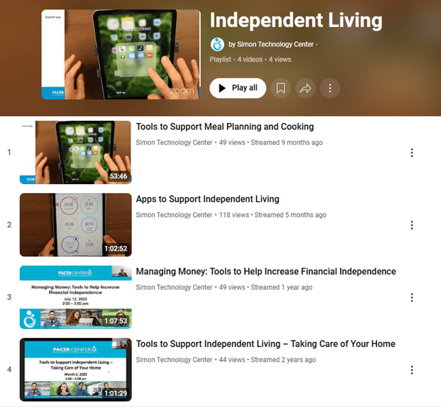 Independent Living Webinars
