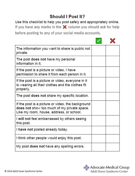 Social media checklists
