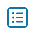 Simple icon of a checklist encased by a square