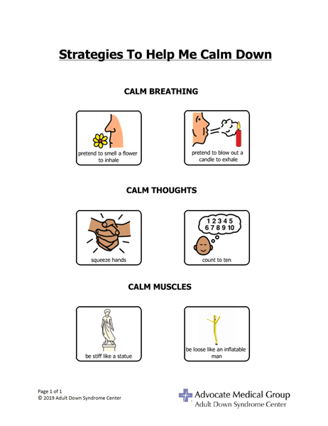 Strategies to help me calm down handout