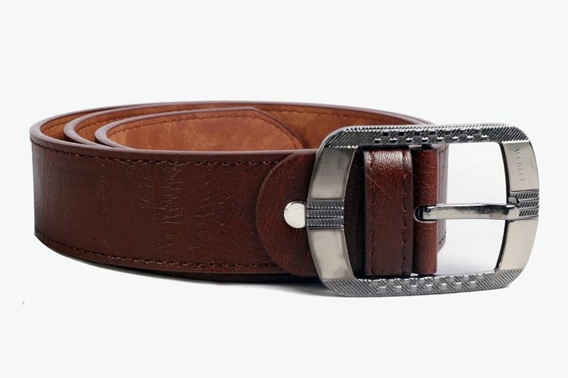 Brown belt with silver buckle