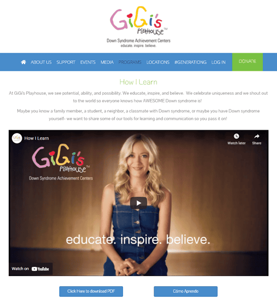 Gigi's Playhouse website - How I Learn