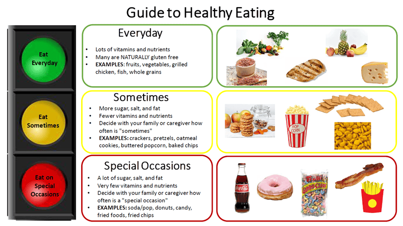 Handout with a guide to healthy eating