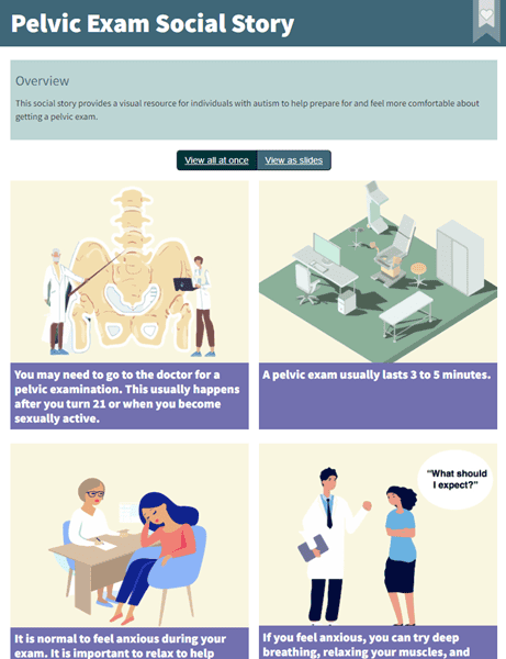 Pelvic exam social story