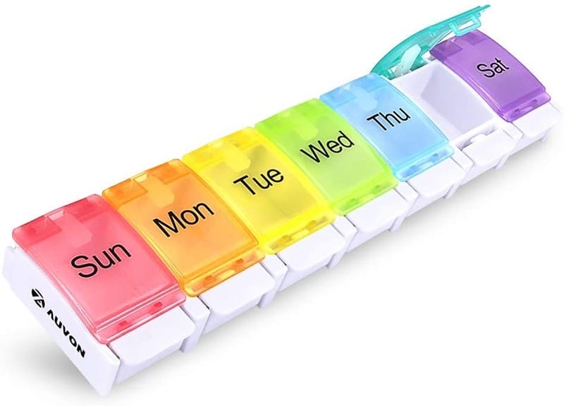 Weekly pill organizer, 1 compartment per day