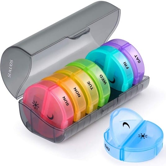 Weekly pill organizer 2 compartments per day