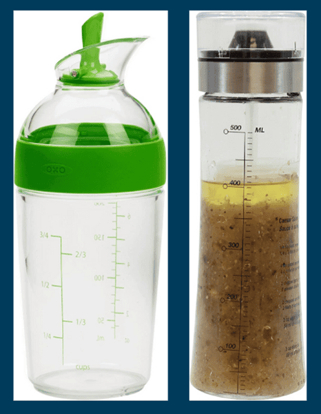two salad dressing containers