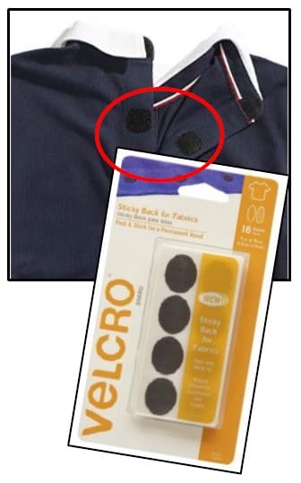black shirt with package of velcro dots