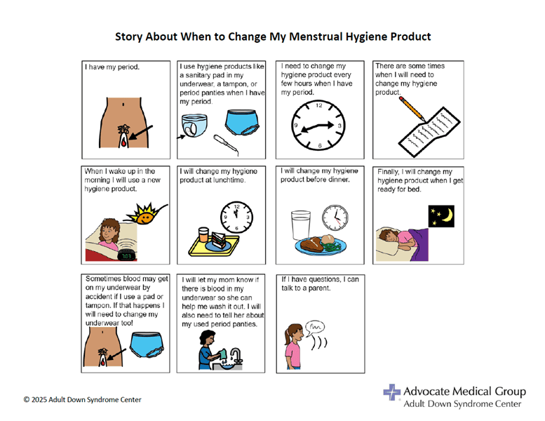 Story about when to change my menstrual hygiene product with woman with lighter skin