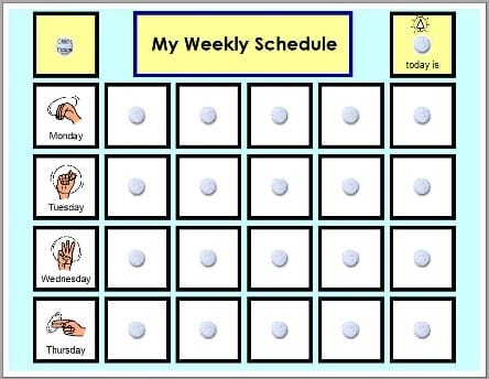 example of weekly schedule